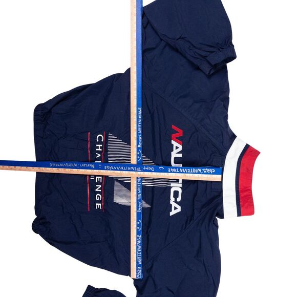 Vintage 90s Nautica Challenge XCVII Windbreaker Jacket L Navy Red Sailing Logo - Picture 7 of 7